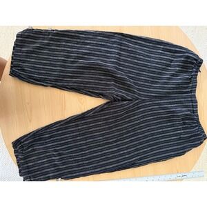 Kd Spring Womens Linen Blend Striped Cropped Pants Black Beige Size Large Boho